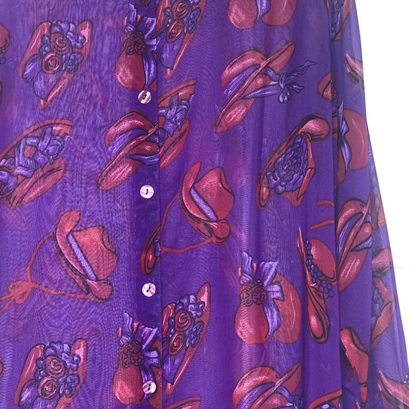Indian Tropical Fashion Sheer Blouse Purple Red size M - Picture 3 of 6